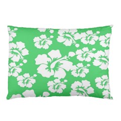 Hibiscus Flowers Green White Hawaiian Pillow Case by Mariart