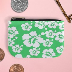 Hibiscus Flowers Green White Hawaiian Mini Coin Purses by Mariart