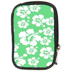 Hibiscus Flowers Green White Hawaiian Compact Camera Cases by Mariart