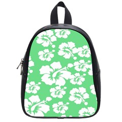 Hibiscus Flowers Green White Hawaiian School Bags (small)  by Mariart