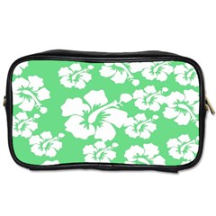 Hibiscus Flowers Green White Hawaiian Toiletries Bags