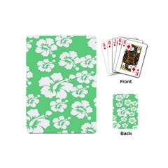 Hibiscus Flowers Green White Hawaiian Playing Cards (mini)  by Mariart