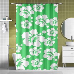 Hibiscus Flowers Green White Hawaiian Shower Curtain 48  X 72  (small)  by Mariart