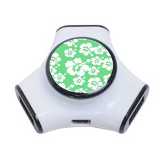 Hibiscus Flowers Green White Hawaiian 3-port Usb Hub