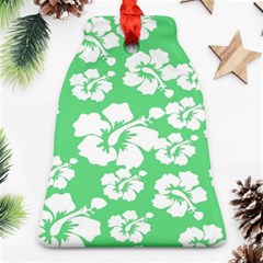 Hibiscus Flowers Green White Hawaiian Ornament (bell) by Mariart