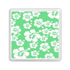 Hibiscus Flowers Green White Hawaiian Memory Card Reader (square)  by Mariart