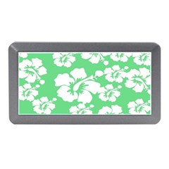 Hibiscus Flowers Green White Hawaiian Memory Card Reader (mini) by Mariart