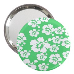 Hibiscus Flowers Green White Hawaiian 3  Handbag Mirrors by Mariart