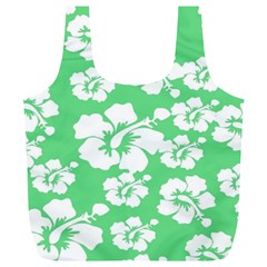 Hibiscus Flowers Green White Hawaiian Full Print Recycle Bags (l)  by Mariart