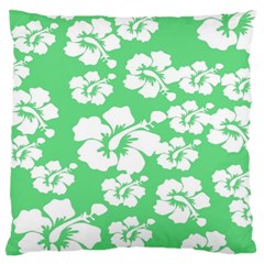 Hibiscus Flowers Green White Hawaiian Standard Flano Cushion Case (one Side) by Mariart