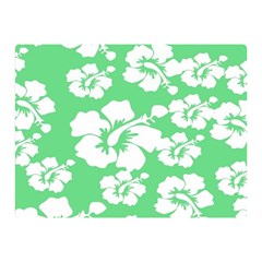 Hibiscus Flowers Green White Hawaiian Double Sided Flano Blanket (mini)  by Mariart