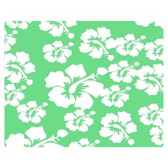 Hibiscus Flowers Green White Hawaiian Double Sided Flano Blanket (medium)  by Mariart