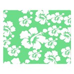 Hibiscus Flowers Green White Hawaiian Double Sided Flano Blanket (Large)  80 x60  Blanket Front