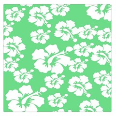 Hibiscus Flowers Green White Hawaiian Large Satin Scarf (square) by Mariart