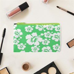 Hibiscus Flowers Green White Hawaiian Cosmetic Bag (xs)