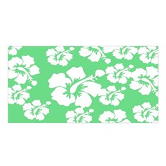 Hibiscus Flowers Green White Hawaiian Satin Shawl by Mariart