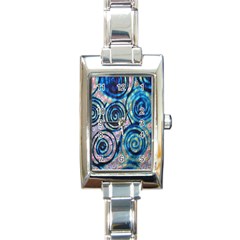 Green Blue Circle Tie Dye Kaleidoscope Opaque Color Rectangle Italian Charm Watch