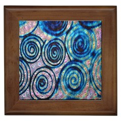 Green Blue Circle Tie Dye Kaleidoscope Opaque Color Framed Tiles