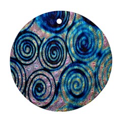 Green Blue Circle Tie Dye Kaleidoscope Opaque Color Ornament (round)