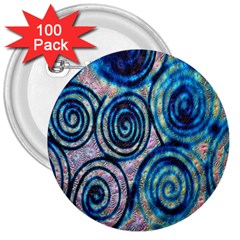 Green Blue Circle Tie Dye Kaleidoscope Opaque Color 3  Buttons (100 Pack) 