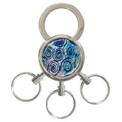 Green Blue Circle Tie Dye Kaleidoscope Opaque Color 3-ring Key Chains