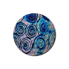 Green Blue Circle Tie Dye Kaleidoscope Opaque Color Rubber Coaster (round) 