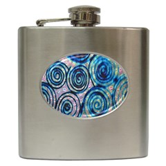 Green Blue Circle Tie Dye Kaleidoscope Opaque Color Hip Flask (6 Oz) by Mariart