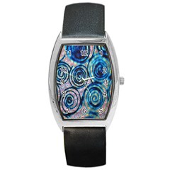 Green Blue Circle Tie Dye Kaleidoscope Opaque Color Barrel Style Metal Watch by Mariart