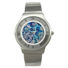 Green Blue Circle Tie Dye Kaleidoscope Opaque Color Stainless Steel Watch by Mariart