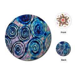 Green Blue Circle Tie Dye Kaleidoscope Opaque Color Playing Cards (round)  by Mariart