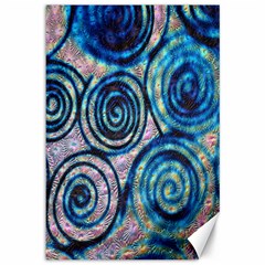 Green Blue Circle Tie Dye Kaleidoscope Opaque Color Canvas 12  X 18  