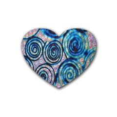 Green Blue Circle Tie Dye Kaleidoscope Opaque Color Rubber Coaster (heart)  by Mariart