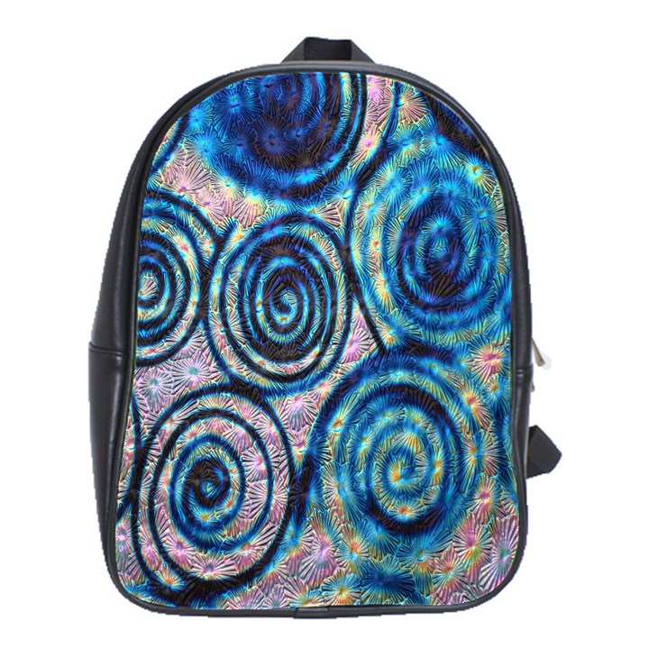 Green Blue Circle Tie Dye Kaleidoscope Opaque Color School Bags(Large) 