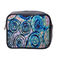 Green Blue Circle Tie Dye Kaleidoscope Opaque Color Mini Toiletries Bag 2-side by Mariart