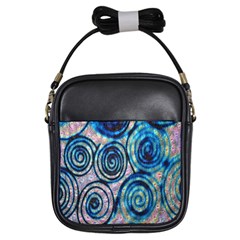 Green Blue Circle Tie Dye Kaleidoscope Opaque Color Girls Sling Bags