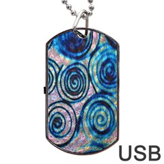 Green Blue Circle Tie Dye Kaleidoscope Opaque Color Dog Tag Usb Flash (two Sides) by Mariart