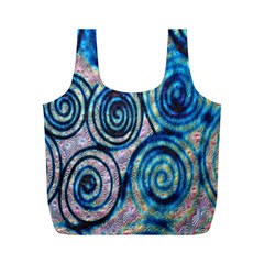 Green Blue Circle Tie Dye Kaleidoscope Opaque Color Full Print Recycle Bags (m) 