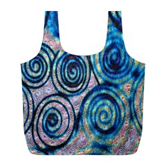 Green Blue Circle Tie Dye Kaleidoscope Opaque Color Full Print Recycle Bags (l)  by Mariart