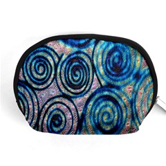 Green Blue Circle Tie Dye Kaleidoscope Opaque Color Accessory Pouches (medium) 