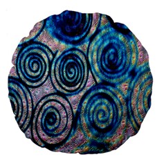 Green Blue Circle Tie Dye Kaleidoscope Opaque Color Large 18  Premium Flano Round Cushions by Mariart