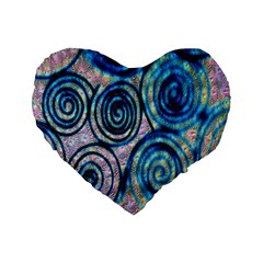 Green Blue Circle Tie Dye Kaleidoscope Opaque Color Standard 16  Premium Flano Heart Shape Cushions by Mariart