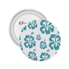 Hibiscus Flowers Green White Hawaiian Blue 2 25  Buttons