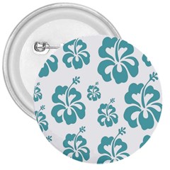 Hibiscus Flowers Green White Hawaiian Blue 3  Buttons