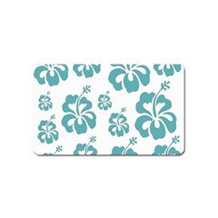 Hibiscus Flowers Green White Hawaiian Blue Magnet (name Card) by Mariart