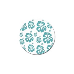 Hibiscus Flowers Green White Hawaiian Blue Golf Ball Marker