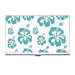 Hibiscus Flowers Green White Hawaiian Blue Business Card Holders by Mariart