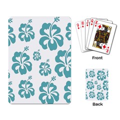 Hibiscus Flowers Green White Hawaiian Blue Playing Card by Mariart