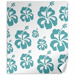 Hibiscus Flowers Green White Hawaiian Blue Canvas 8  X 10  by Mariart