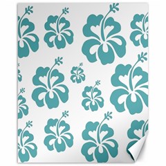 Hibiscus Flowers Green White Hawaiian Blue Canvas 16  X 20   by Mariart