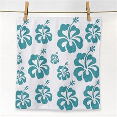 Hibiscus Flowers Green White Hawaiian Blue Face Towel